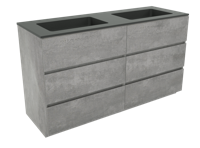 Storke Edge staand badkamermeubel 150 x 52,5 cm beton donkergrijs met Scuro dubbele wastafel in mat kwarts