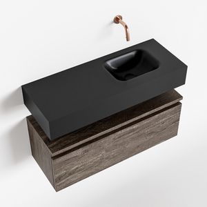 Toiletmeubel Mondiaz Andor | 80 cm | Meubelkleur Dark brown | Lex vrijhangend wastafel Urban Rechts | Zonder kraangat