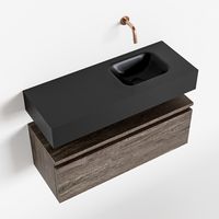 Toiletmeubel Mondiaz Andor | 80 cm | Meubelkleur Dark brown | Lex vrijhangend wastafel Urban Rechts | Zonder kraangat