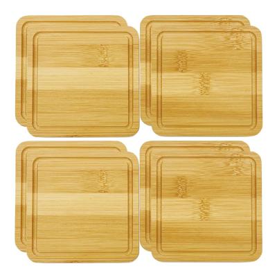 Onderzetters voor glazen - 8x stuks - vierkant - bamboe hout - 10 x 10 x 1 cm