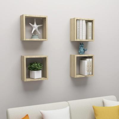 Wandschappen kubus 4 st 30x15x30 cm sonoma eikenkleurig