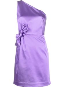 P.A.R.O.S.H. robe courte en satin à design asymétrique à une épaule - Violet