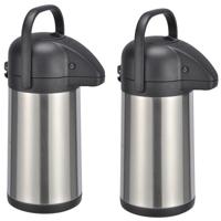 Thermoskan - 2x - 2,2 liter - RVS -13 x 34 cm - isoleerkan - koffiekan - theekan - warmhoud kan