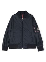 Moncler Enfant veste bomber à patch logo - Bleu - thumbnail