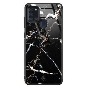 Samsung Galaxy A21s glazen hardcase - Marmer zwart