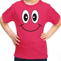 Verkleed t-shirt voor kinderen/meisje - Smile Emoticon - roze - feestkleding