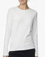 Dames ondershirt lange mouw - Long Tee - Katoenen T-shirt lange mouwen - Wit - Zwart