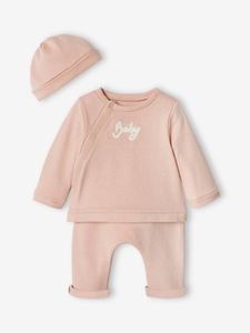 3-delige babyset in fleece roze (poederkleur)