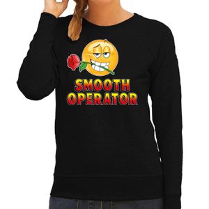 Funny emoticon sweater Smooth operator zwart dames