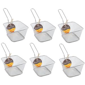 6x stuks zilveren patat/snack serveermandjes/frietmandjes 14 cm