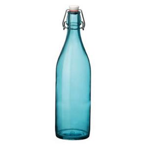 Bormioli Rocco waterfles met beugeldop - blauw transparant - 1000 ml - Giara home deco fles