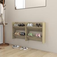 Wandschoenenkasten 2 st 60x18x60 cm spaanplaat sonoma eiken