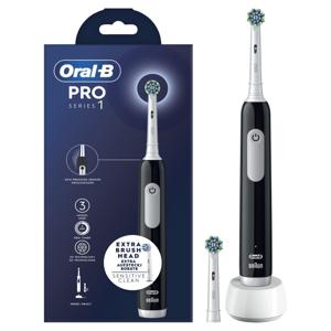 Oral-B Pro Series 1 zwarte elektrische tandenborstel, 2 opzetborstels, ontworpen door Braun