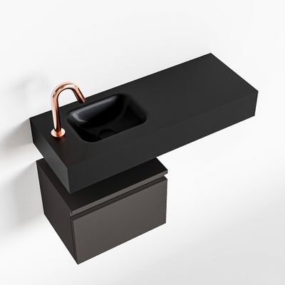 Toiletmeubel Mondiaz Andor | 80 cm | Meubelkleur Dark grey | Lex vrijhangend wastafel Urban Links | 1 kraangat