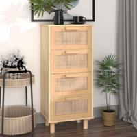 Dressoir 40x30x90 cm massief grenenhout en rattan bruin