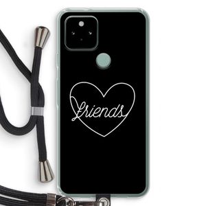 Friends heart black: Pixel 5 Transparant Hoesje met koord