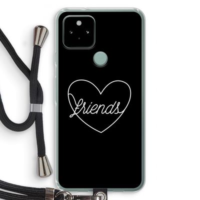 Friends heart black: Pixel 5 Transparant Hoesje met koord