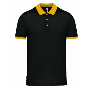 Poloshirt Sport Pro premium quality - zwart/geel - mesh polyester - voor heren