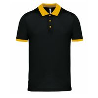 Poloshirt Sport Pro premium quality - zwart/geel - mesh polyester - voor heren - thumbnail