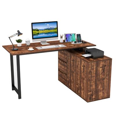L-vormig Bureau 138 cm Omkeerbaar Hoekbureau met Drie Lades