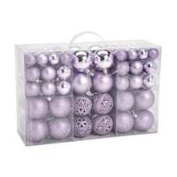 G. Wurm kerstballen -??100x stuks - lila paars - kunststof -?3, 4 en 6 cm - onbreekbaar