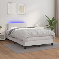 Boxspring met matras en LED kunstleer wit 120x200 cm