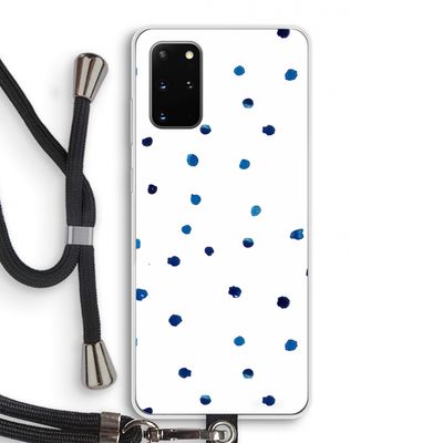 Blauwe stippen: Samsung Galaxy S20 Plus Transparant Hoesje met koord