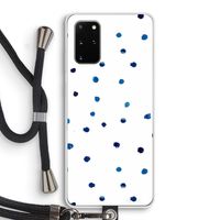 Blauwe stippen: Samsung Galaxy S20 Plus Transparant Hoesje met koord