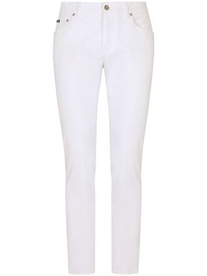 Dolce & Gabbana jean slim à plaque logo - Blanc