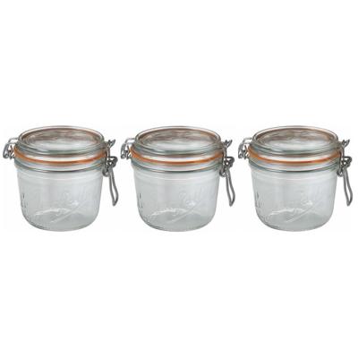 Voorraad/weckpot - 15x stuks - transparant - glas - 10,5 x 10 cm - 500 ml - Le Parfait