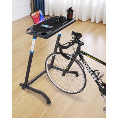 VEVOR Bike Table Stationaire opvouwbare verstelbare fietstrainer en loopbandtafel met vergrendelbare wielen, antislip fitnesstafel met meerdere sleuven voor fietstrainer en stuur