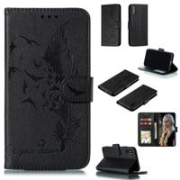Feather patroon Litchi textuur horizontale Flip lederen draagtas met portemonnee & houder & kaartsleuven voor iPhone XS/X (zwart)