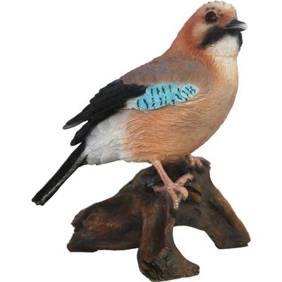 Dierenbeeld Vlaamse Gaai vogel ? 16 cm ? Bruin/Zwart/Blauw ? Polystone