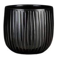 Mica Decorations Plantenpot - keramiek - zwart glans - D21/H19 cm   -