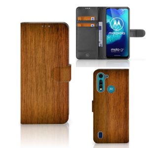 Motorola G8 Power Lite Book Style Case Donker Hout