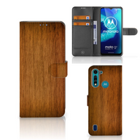 Motorola G8 Power Lite Book Style Case Donker Hout