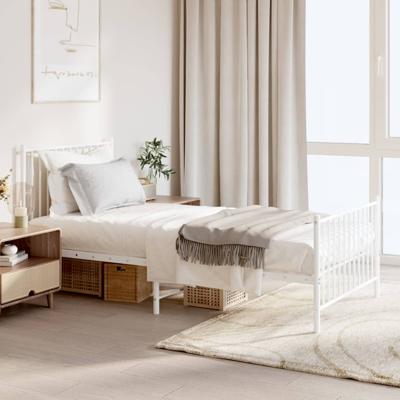 Bedframe met hoofd- en voeteneinde metaal wit 90x190 cm
