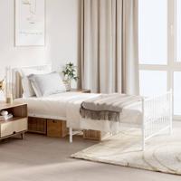 Bedframe met hoofd- en voeteneinde metaal wit 90x190 cm - thumbnail