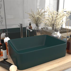 VidaXL Wastafel 41x30x12 cm keramiek mat donkergroen