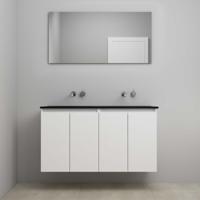 On-Line Badkamermeubelset - 120 cm - Voorgemonteerd - Greeploze Ladestructuur - Acryl Wastafel - zonder Kraangat - Spiegel - Hoogglans Wit - V02