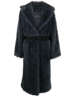 Ermanno Scervino manteau en peau lainée à taille ceinturée - Gris