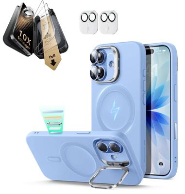 iPhone 17 Bundle Cloud Soft Magnetic Case (Camera Control, Stash Stand) and Armorite Pro Screen Protector - Mist Blue