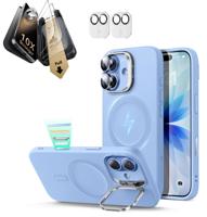 iPhone 17 Bundle Cloud Soft Magnetic Case (Camera Control, Stash Stand) and Armorite Pro Screen Protector - Mist Blue