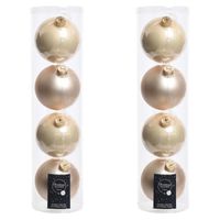 8x Licht parel/champagne glazen kerstballen 10 cm glans en mat - thumbnail