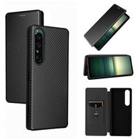 Sony Xperia 1 IV Flip Case - Koolstofvezel - Zwart