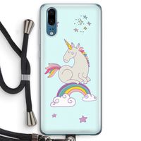 Regenboog eenhoorn: Huawei P20 Transparant Hoesje met koord