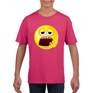 Emoticon t-shirt moe roze kinderen