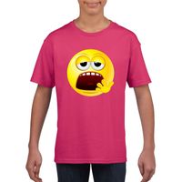 Emoticon t-shirt moe roze kinderen XL (158-164)  -