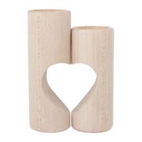 Playwood Houten waxinelichthouder hart, 2dlg.