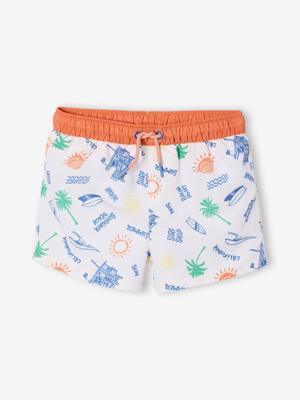 Zwemshort voor jongens om te surfen gemêleerd wit